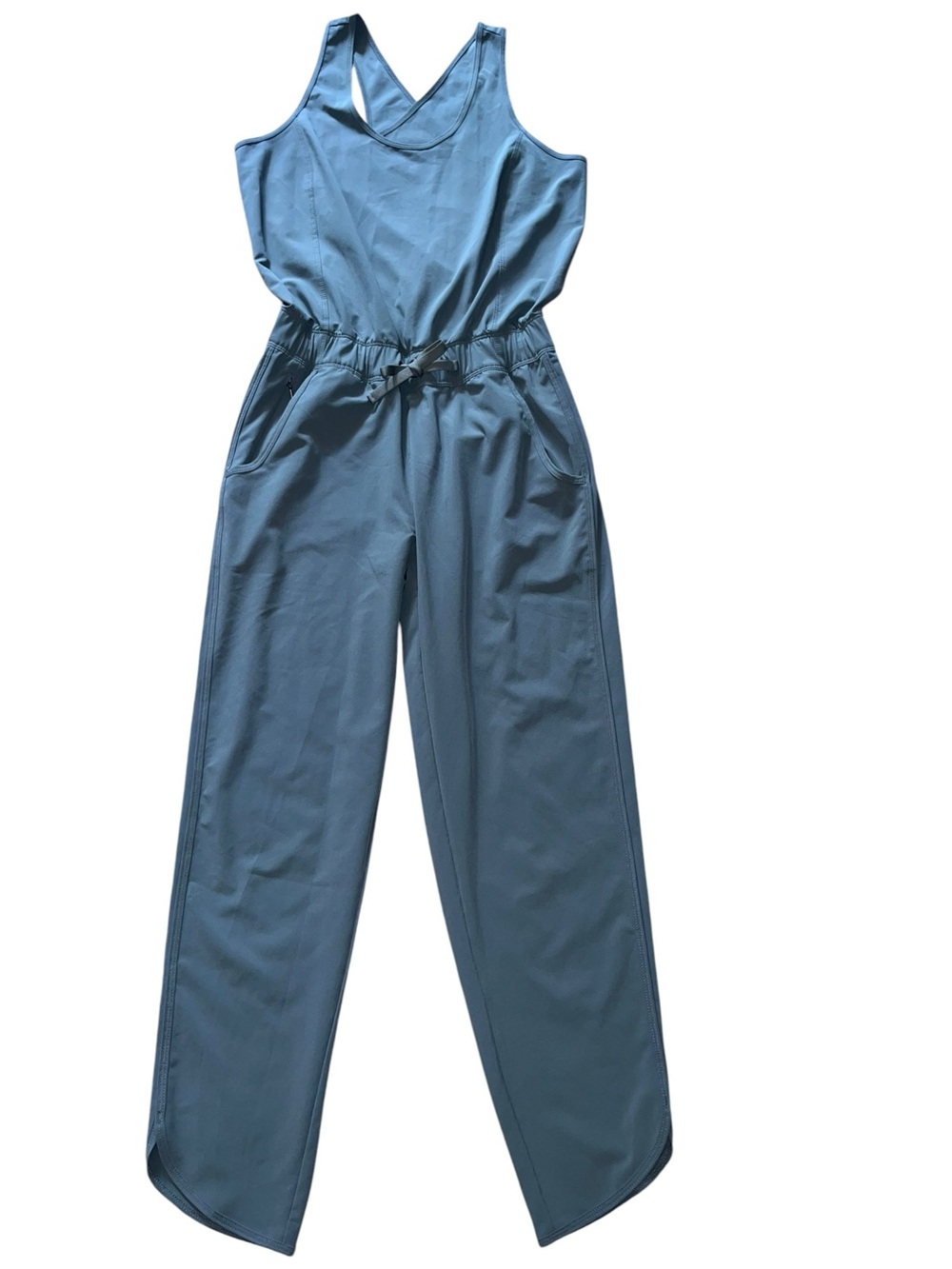 Patagonia Slate Blue Sleeveless Wide-Leg Jumpsuit with Tie Waist - Picture 2 of 7